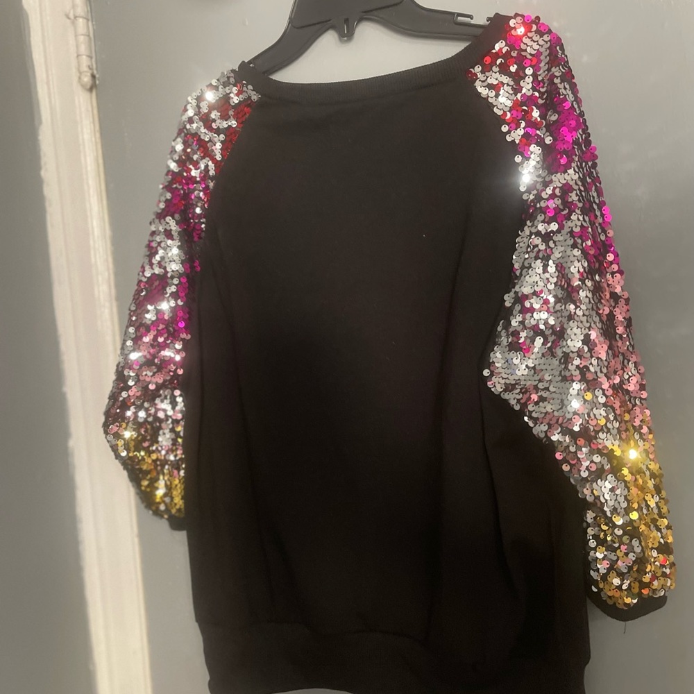 Black Multi Color SequinSweater